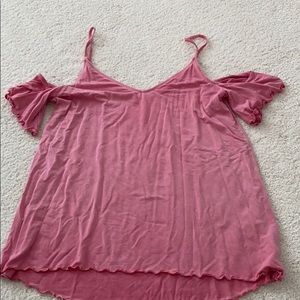 Ruffle off the shoulder tank